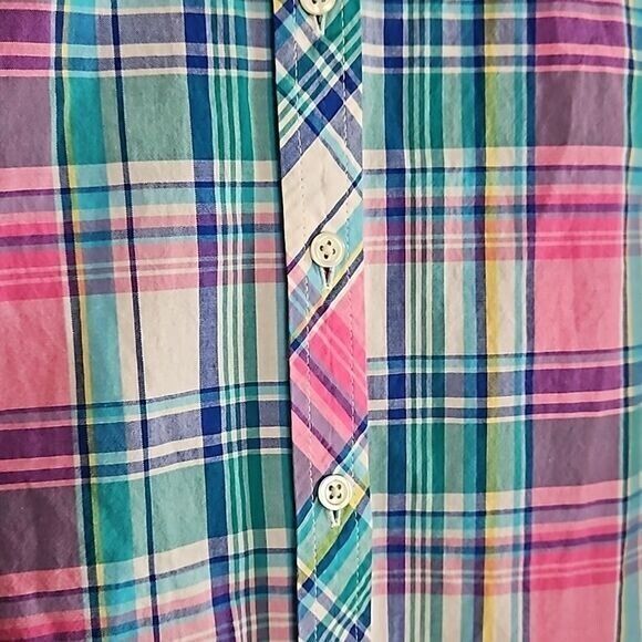 Talbots Womens XLp Button Up Pastel Plaid Preppy Academia Spring Chambray Easter - Picture 6 of 8